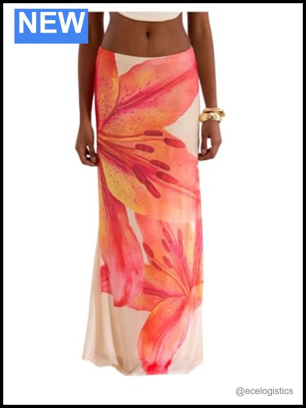 MakeMeChic Sheer Mesh Maxi Skirt Low Rise Bodycon Beach